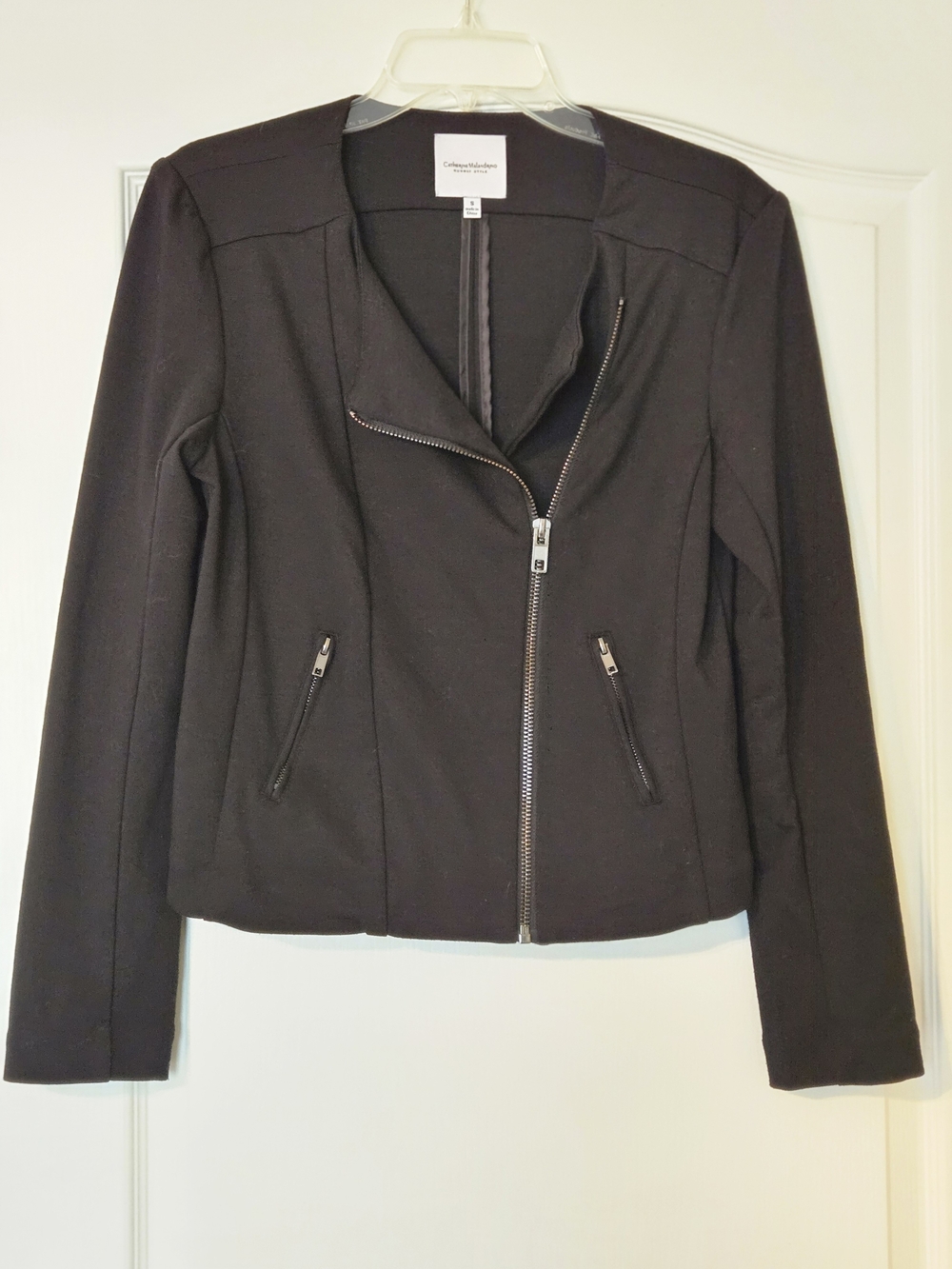 Catherine Malandrino Runway Style Black Asymmetrical Zip Jacket Small